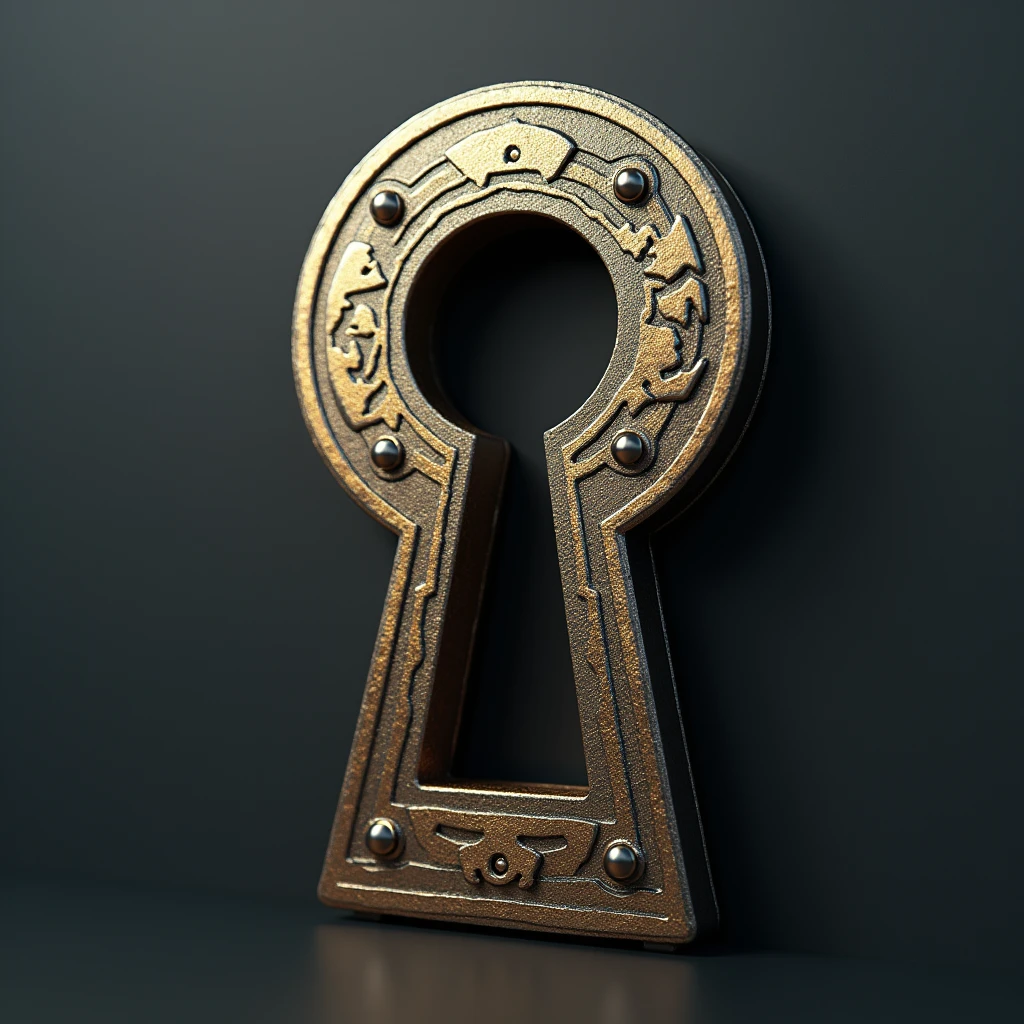 Keyhole Icon, conceptual installation art, 3D, digital graphic CG, ultra detailed, absolutely resolution, best quality