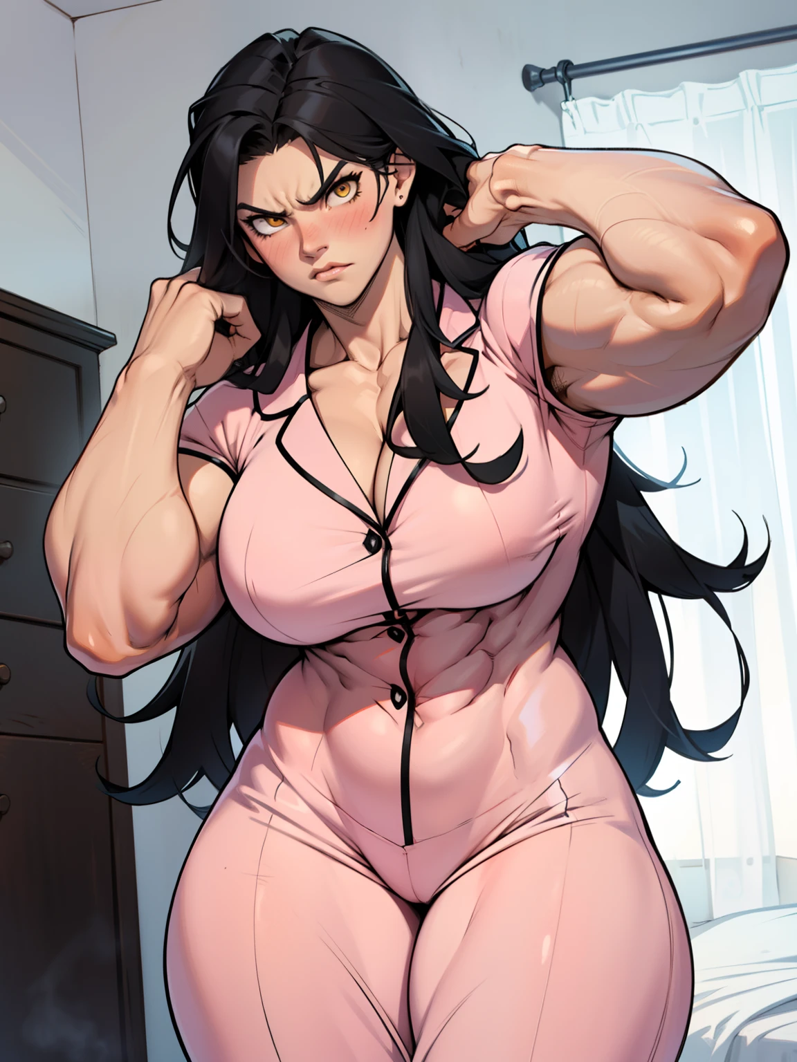 Sadako Yamamura、ghost、Big Breasts、Completely naked、Muscular、pubic hair、high resolution、long hair、Thick thighs armpits 、futon、steam、Wet、Sweat