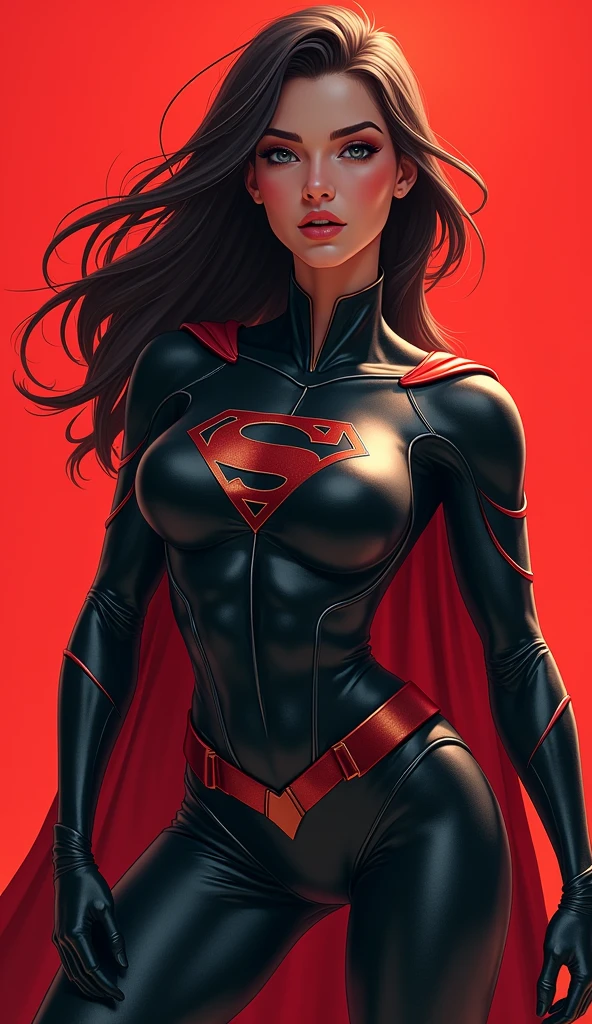 Emily Ratajkowski, supergirl latex sexy clothes, character portrait, 3 9 9 0 s, long hair, intricate, elegant, highly detailed, digital painting, artstation, concept art, smooth, sharp focus, illustration, art by wlop, charlie bowater and alexandra fomina