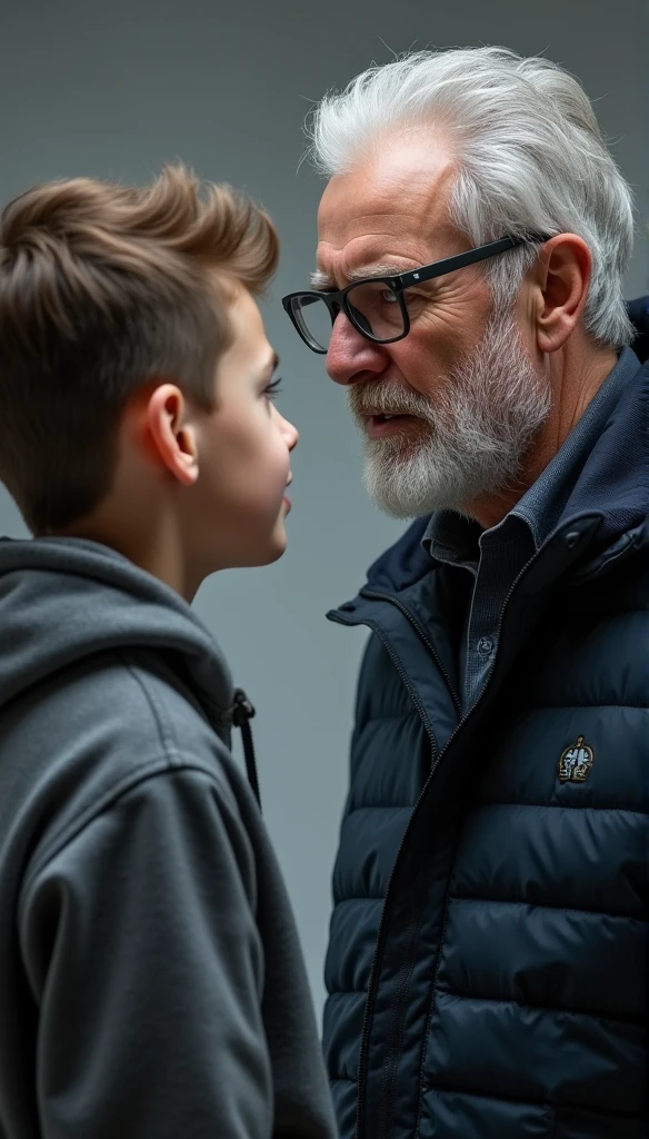 Serious father FIXING his son's tie