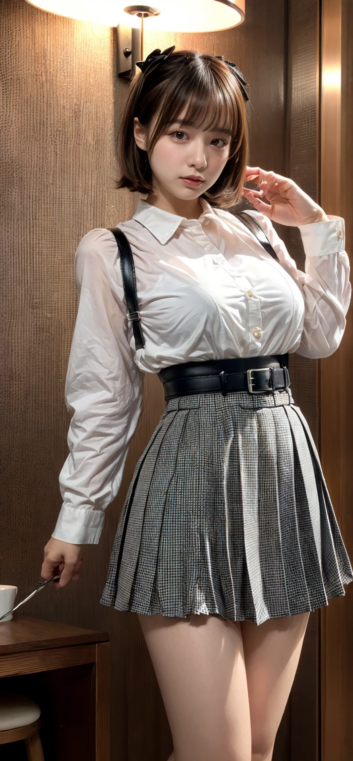 ((((very short))))、earring、collar shirt、、((((blunt bangs)))) ((Short bangs))、trimmed bangs、(((Inside a stylish clothing store)))、(masterpiece、best quality、In 8K、32,000、masterpiece、hmm、incredibly huge 、Super high resolution、impressionism、realistic:1.2)、cowboy shot、sharp focus、Beautiful face with detailed background of face and eyelids、blue sky、glowing skin、sharp eyes、Realistic eyes and beautiful face、blurred background、beautiful 28 year old girl、glowing skin、(((bright and beautiful hair)))、Iris、(((Simple blouse)))、(knee length skirt)、(very little(blanche)You look scary:1.45)、thighs thighs thighs thighs、curve、dynamic pose、powerful configuration、((gloomy expression))、((a look of contempt))、sweating、((blue silver hair color))、lace panties、((source order))、high nose、(small mouth)、skirt torn、((hold on to your skirt))、stockings、Pubic hair visible、clerk、(Wear a name tag)