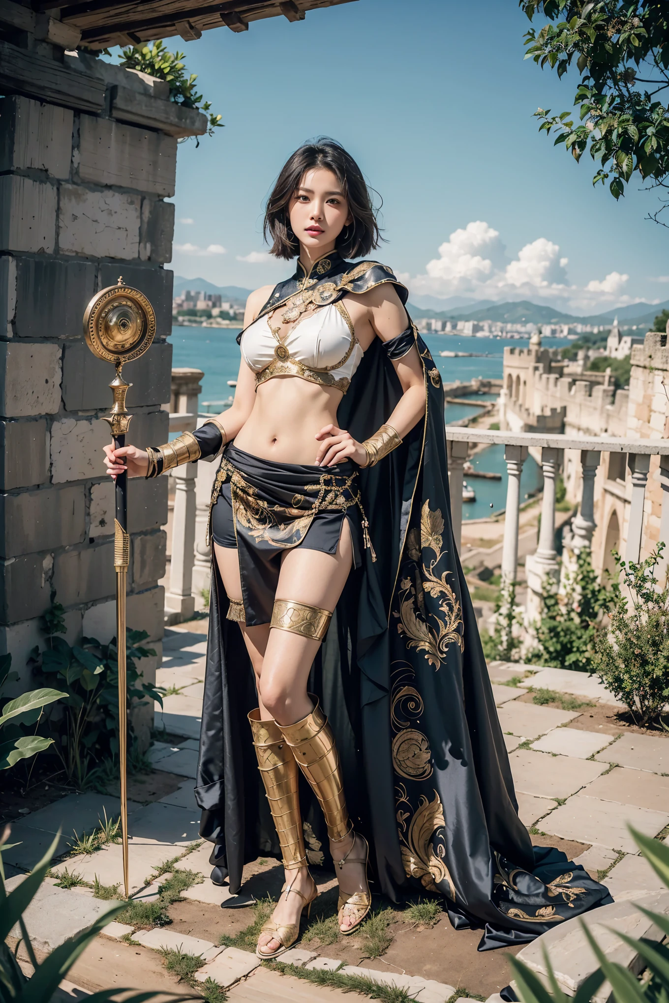 ,((Wearing a torn sheer costume of a superheroine)),(, No bra)), Wet crotch, Wet thighs, Beautiful girl with accentuated slender abs: 1.4, (((nipple tips protruding, areola is protruding, The shape of the pubic region is clearly visible)), sixpack abs: 1.4, Bust Botox, Photo, Sharpness, Unique 850 4, Koda850 k portrait camera, F1.6 shots, Ultra-realistic textures, Spectacular light textures, Cinestil 800 Fashion Mechanics, (futuristic sci-fi battle fashion: 1.1), (tied perfectly by chain), Restraint, Slaves, collars, ((wide prison with sunlight)), Dark fantasy, Realistic material details, extreme hight detail, Ultra-realistic materials ((Torn costume))), Wet, Cloudy, (Chained)), ((big emphasized by chains)), ((chains digging into crotch)), ( (Collar)), (, No bra), shredded costumes, broken golden shields and battle spears,, White combat gloves, Combat shoulder armor, Blood splattered on the face, Blood splattered, Realistic, (Bruises, Dirty, ripped clothing, skimpy clothing, Blood: 1.3), Torn Cape, Torn pantyhose, Long legs, ((iron pipe in the crotch)), Metallic shackles and fetters, ((chains hung from heaven)), Wet crotch is clearly visible, Swarovski's sword and the anatomy beneath his feet, (futuristic sci-fi battle fashion, Torn mesh stockings),Wear a long skirt
