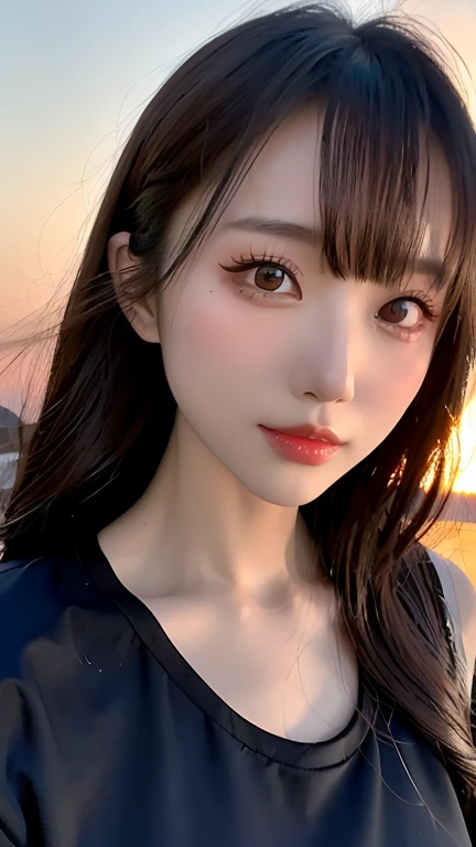 masutepiece, Best Quality, Illustration, Ultra-detailed, finely detail, hight resolution, 8K Wallpaper, Perfect dynamic composition, Beautiful detailed eyes, Wear a dress, Natural Color Lip,Beach, Random and cute poses, Kissing face,Close your eyes,Face Kiss Viewer,Perfect and beautiful face,Cute,Sexy face,Sunset,A face that felt ecstasy,Feminine face,Face climax of excitement after sex
