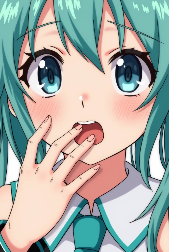 rating_all, score_10, score_8_up, score_7_up,  Sayo Minakami,  looking at viewer ,  room, blush, open mouth, big mouth, tongue, tongue out, close up, saliva, uvula, uvula, room, mouth focus, excessive saliva, giantess,