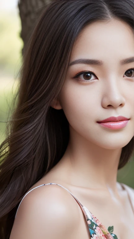 (Highest quality,High resolution,Super detailed),Portraiture,Beautiful Japanese Women,Beautiful attention to detail,Beautiful lip detail,Highly detailed face,Long eyelashes,A kind smile,Flowing Hair,Natural light,Vibrant colors