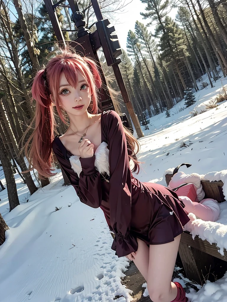 <lora:tifa-nvwls-v2:0.76>, (((tifa lockhart), earrings, jewelry,)):1.25, ((fight stance, service smile)),
BREAK 1woman, adorable, clear face, solo, ((full body)):1.33, ((a woman wear a clear glasses, detailed glasses)):1.22,
BREAK perfect(anatomy,body,face,hand,leg,foot,fingers), ((multicolor brown black hairs, very long hairs, red eyes):1.23, cleavage),
BREAK soft light, light on face, cinematic lighting, dynamic(angle, elegant posture), detailed(shadow, lightning),
BREAK beautiful detailed woman, glossy pink lips, ((milky skin, shiny skin)), makeup, blush,eyeliner, eyeshadow, eyelashes, textured skin, collarbone, perfect skin,
BREAK <lora:more_details:0.72>, extremely detailed, CG, finely detail, (masterpiece, best quality):2.0, (intricate details, depth of field),
BREAK <lora:uber_saggy2:0.68>, saggy, sagging_breasts, ((huge breasts)),
<lora:Twinkle_20240302172738:0.70>, ((Twinkle,pink coat,fur collar,bow,)):1.2,
((outdoors, snow, snow dust, autumn , detailed central park, ice lake, cozy, beautiful flowers)), wind,