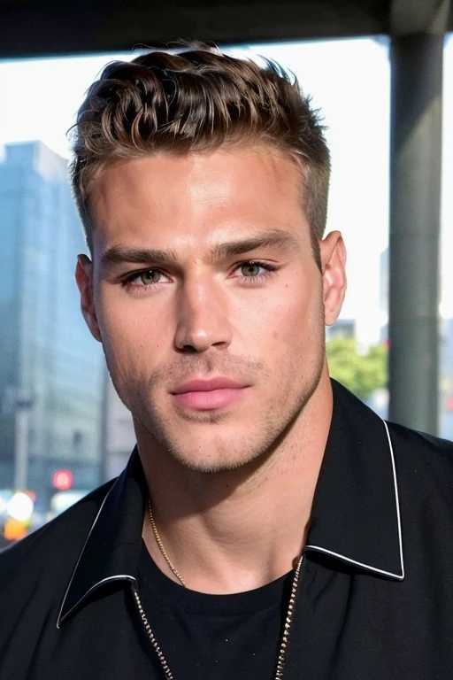 ((masterpiece)), ((best quality:1.2)), High Resolution, 8k, (ultra_realistic:1.3), (photorealistic:1.4), (instagram model, handsome:1.2), sharp focus, a close up shot of (Matthew Noszka, matthewnoszkakm), model pose, wearing black shirt, walking in tokyo, shibuya crossing, multiple people everywhere, daytime, ((looking at viewer)), 