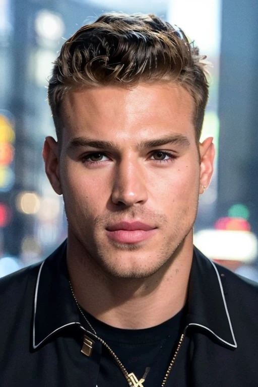 ((masterpiece)), ((best quality:1.2)), High Resolution, 8k, (ultra_realistic:1.3), (photorealistic:1.4), (instagram model, handsome:1.2), sharp focus, a close up shot of (Matthew Noszka, matthewnoszkakm), model pose, wearing black shirt, walking in tokyo, shibuya crossing, multiple people everywhere, daytime, ((looking at viewer)), 