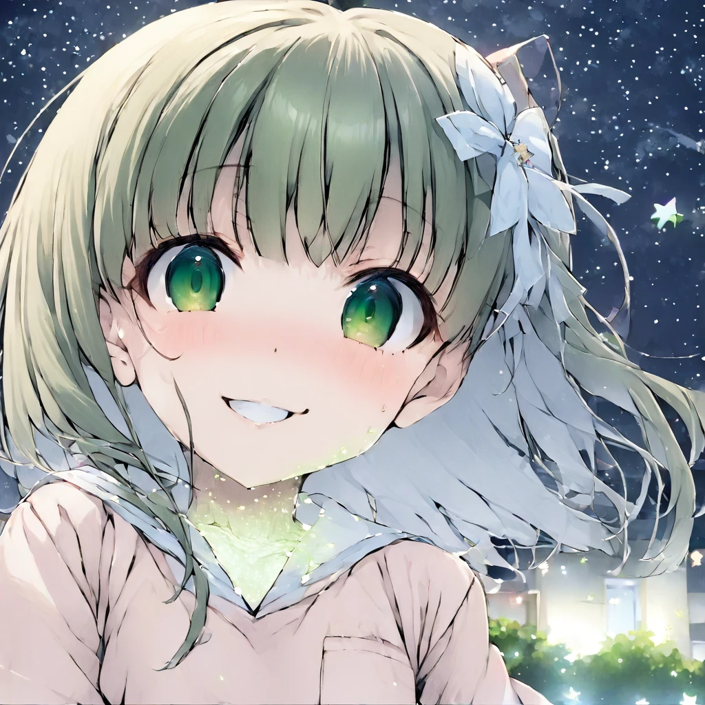 First Job, High resolution, outside, Starry Sky, night, Woody_sakura e daidouji_Tomoyo, Tomoeda_Elementary_School_Uniform, , smile (Perfect green eyes) (Perfect anatomy of the face)