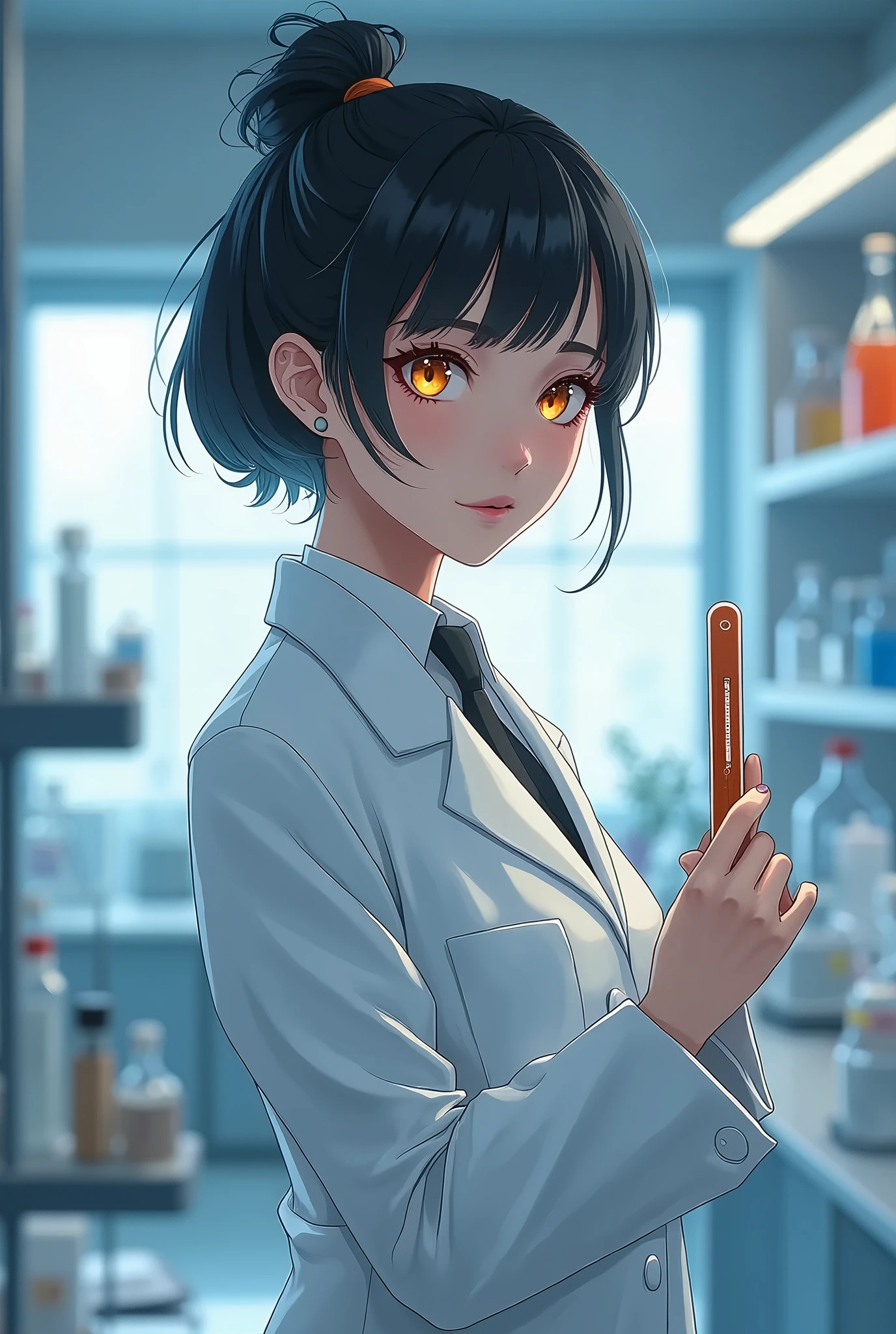 anime girls mixing chemicals in a lab. pixiv, by makoto shinkai, fantastic, bokeh, animated, vivid colors