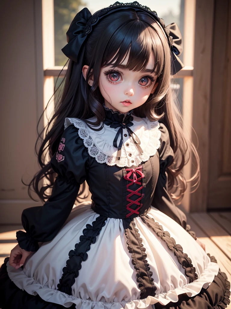 make one image of the one doll with the appearance of a little girl style gothic loly