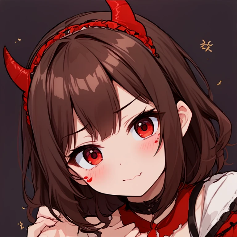 (masterpiece, best quality, high quality, highres, ultra-detailed),
<lora:crydiaa_oc-12:1> crydiaa-oc, kissmeagain-yt, 1girl, solo, long hair, looking at viewer, blush, smile, open mouth, bangs, brown hair, red eyes, hair between eyes, heart, red hair, fang, symbol-shaped pupils, heart-shaped pupils, eyes visible through hair, zoom layer, bandaid on nose, cleavage, fang out,