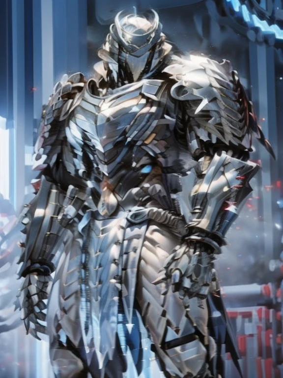 Character design, 1 girl,, slim body, medium chest, skinny waist, ((long deep red hair)). blue eyes. (((ice blue fantasy a female knight in a full armor))), (((big pauldrons, intricate details))), (((large black cape))), (((advanced weapon fantasy plasma sword in right hand))), (standing), in a walled city, masterpiece, HD high quality, 8K ultra high definition, ultra definition,