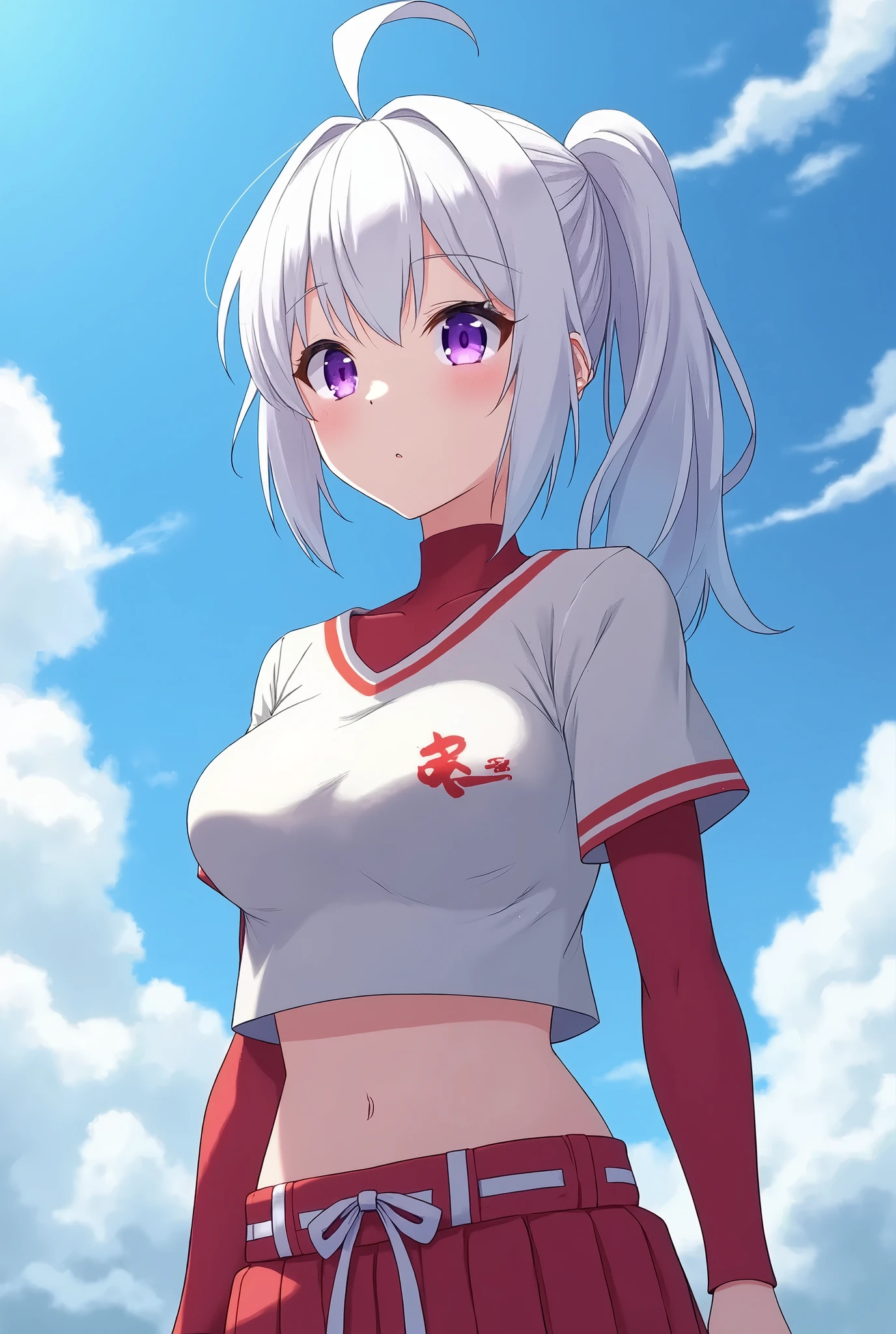 score_9, score_8_superior, score_7_superior, masterpiece, best quality, absurdres, high_fidelity, vibrant, sauce_anime, evaluation_Safety, rating_explicit, White haired cat ear girl, Straight, Viewer Perspective, Reaching out, Adorable, Sailor suit, white panties, Cat's Tail, underboob, cowboy shot