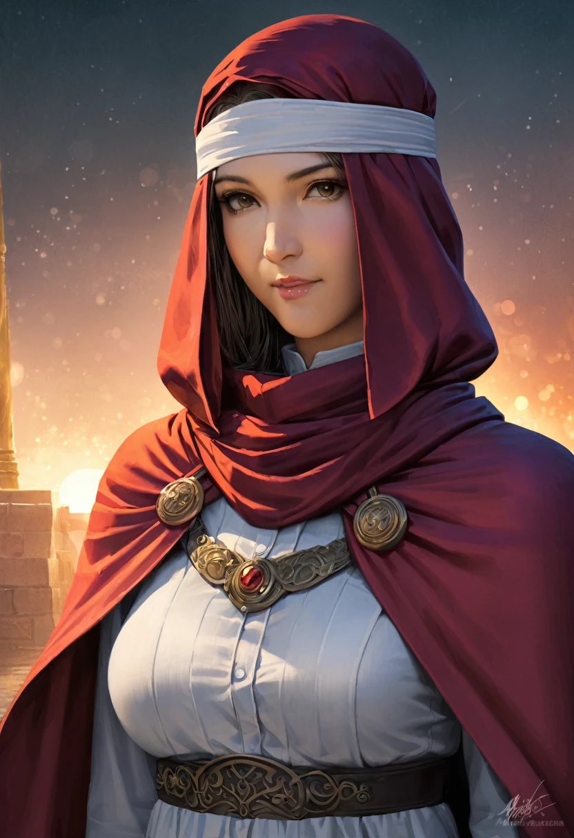 "Long-haired albino woman, A light lace niqab scarf is wrapped around the head, Earth-toned sunscreen cape, Most of the body is covered by clothing, Standing against the backdrop of Arabian stone streets, (Best Quality, 4K, 8k, High resolution, masterpiece:1.2), Super detailed, (Realistic, photoRealistic, photo-Realistic:1.37), High resolution, 超High resolution, Studio Lighting, professional, Vibrant colors, Bokeh, Portraiture, Delicate brushwork, Warm tones, Soft Lighting"