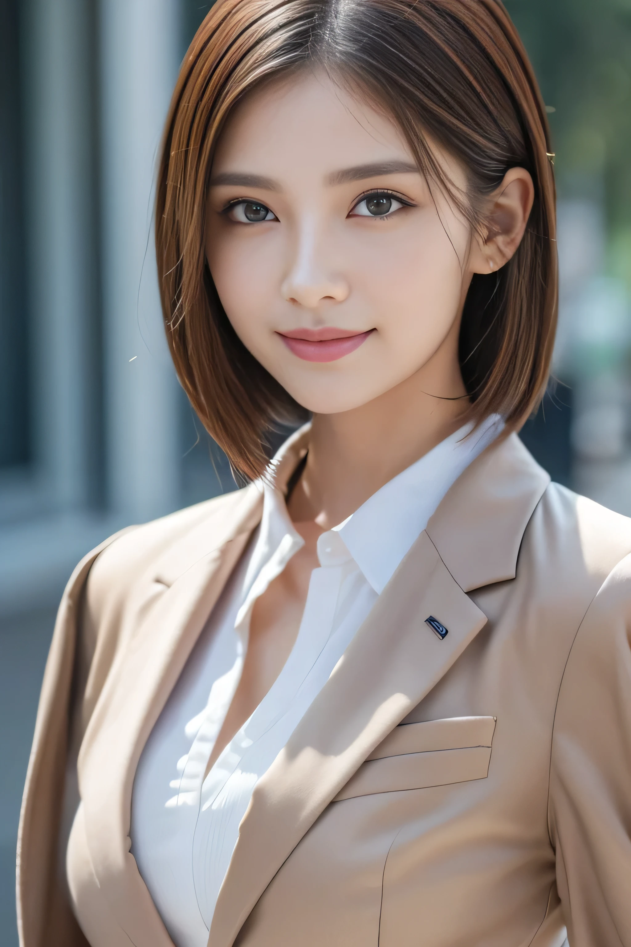 Best Quality, Realistically, Super detailed, Detailed pubic hair, High resolution, Plain background,8k wallpaper, One beautiful woman,Short and detailed hair, Wear a flight attendant suit, Lock Focus, Perfect Dynamic Configuration, Beautiful Eyes, Delicate Hair, detailed realistically skin texture, smile, Close-up portrait, Model body type