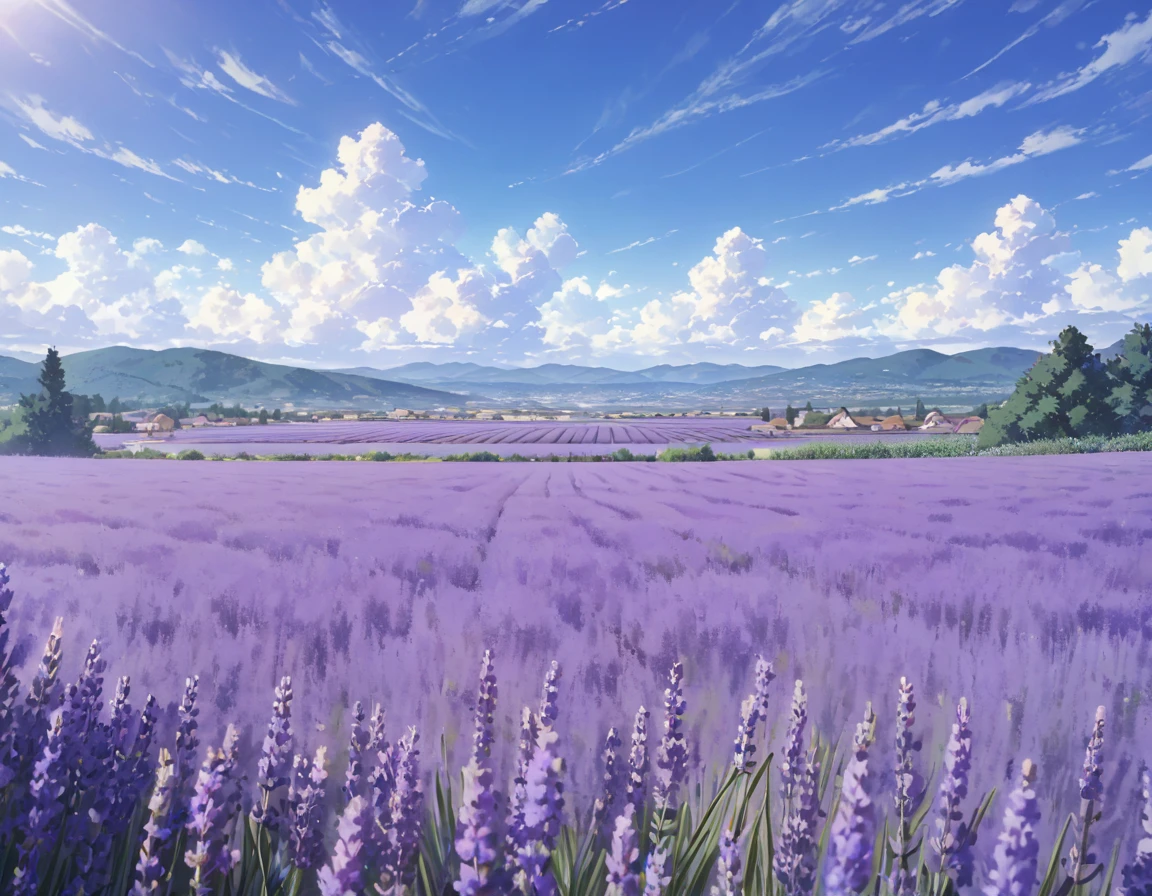 anime、((Amazingly absurd)),(masterpiece:1.2),超High resolution, Attention to detail, high quality, High resolution, 最high quality, 4K, 8k、One woman,Lonely,Lavender fields in the background,I can see the horizon,Daytime view,move,Sadness,A scene from a movie