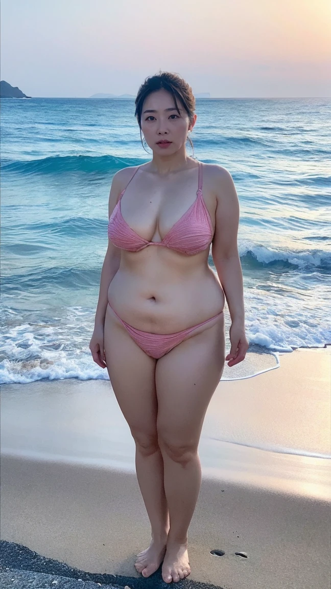 ((Best Quality, 8K, Masterpiece: 1.3)), Chubby woman smile  ((best quality)), ((masterpiece)), (detailed), perfect face, USA woman fat , 1 girl, obese body type, big breast size, round face, double chin, Overweight, medium hair ，looking at camera、, thicc, she has a jiggly fat round belly, bbwchan, wearing tight sexy clothes, skinny waist and thick hips, widest hips, her belly is fat and round, soft curvy shape, hyperrealistic full figure, wearing a cute top, wide hips, cropped shoulders，Bare belly,(big assa:0.7),show legs,, thicc, beautiful thick female, beautiful curvy female,, Tall and tall，clear curvy details, curvy hourglass figure, alluring plus sized model, bbwchan, Voluptious body, Curvy model, Curvy body, Be red in the face, 1girll fat , a matural female, A MILF, the golden ratio,(Kpop idol),(Oil skin:1.2),(Oil skin:1.1) background High quality, HD, realistic, HDR. mountain refuge in grey stone, blends into the panoramic view of the mountain, spring landscape (green and flowery), edelweiss, lake, stream that winds, sunset, cool breeze. welcome mountaineers and hikers.
