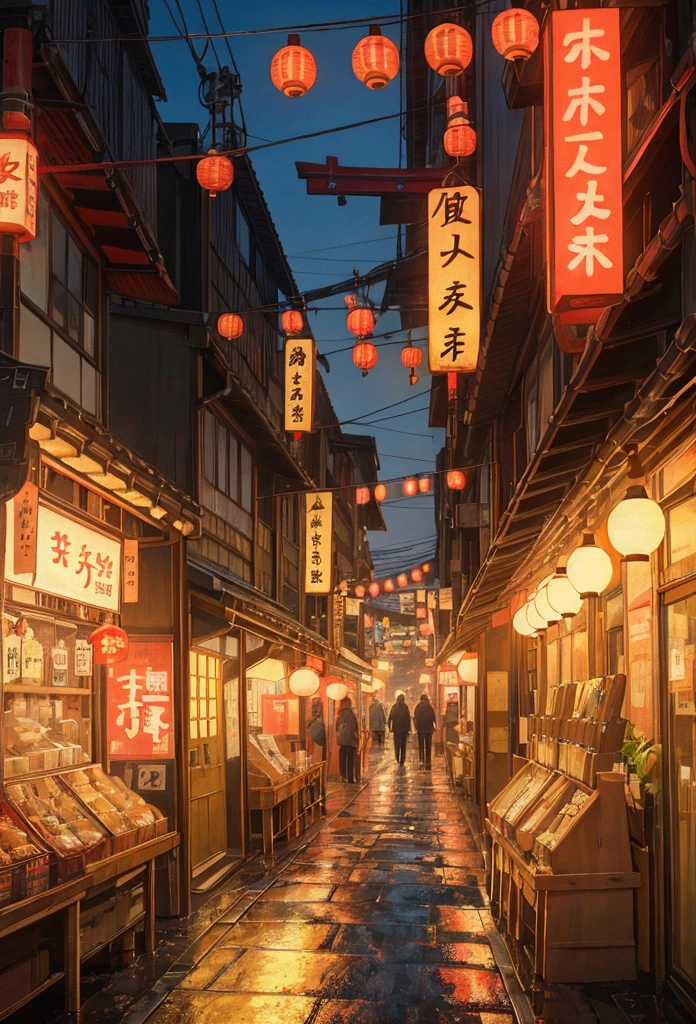 Prompt:
Image Analysis and Potential Prompts Given the image you&#39;ve described - a nighttime shot of a Japanese street with neon signs, particularly "Actis" and "Entrances and exits", and a restaurant with a sign reading "Tavern" - here are some potential prompts for AI image generation:
Basic Prompts:
* Japanese street at night: This is a general prompt that captures the overall atmosphere.
* Neon signs in a Japanese alleyway: This focuses on the distinctive lighting.
* Small restaurant in a Japanese city: This highlights the central subject of the image.
More Detailed Prompts:
* A bustling night market in Tokyo, Japan, with a focus on the neon sign "Actis" above a small, traditional izakaya. The street is wet from recent rain, reflecting the neon lights.
* A narrow alleyway in a Japanese city, illuminated by the blue glow of a neon sign reading "Entrances and exits". A small izakaya with a wooden facade and a striped awning is visible in the foreground.
* A cyberpunk-inspired digital painting of a Japanese street at night, featuring a towering building with the neon sign "Actis" and a small, traditional izakaya in the foreground.
Style-Specific Prompts:
* A ukiyo-e inspired print of a Japanese street at night, with the buildings and people stylized in a traditional Japanese art style.
* A synthwave-inspired digital painting of a Japanese city at night, with neon lights and a retrofuturistic aesthetic.
* A minimalist, geometric illustration of a Japanese street at night, focusing on the abstract shapes of the buildings and signs.
Prompt Breakdown:
* Scene: Japanese street, night, alleyway, city
* Elements: neon signs (Actis, Entrances and exits), izakaya, restaurant, wet street, buildings
* Atmosphere: bustling, Calm, cyberpunk, ukiyo-e, synthwave, minimalist
* Style: digital painting, illustration, print

---sref 1468417629