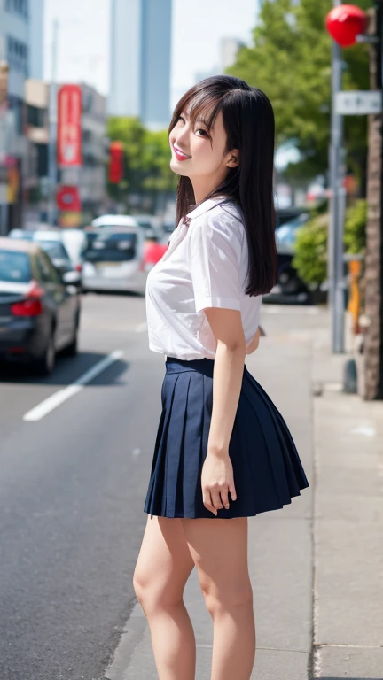 (8k, RAW photo, photorealistic:1.25) , teenager, school girl, school uniform, pleated mini skirt running up legs, (spread legs), men standing behind the girl, white thick liquid on face
