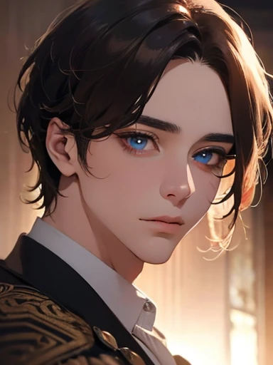 a male character with beautiful detailed eyes, detailed lips, extremely detailed face, long eyelashes, perfect face shape, no errors, naughty expression, sticking out tongue, different colored eyes, in a palace room, (best quality,4k,8k,highres,masterpiece:1.2),ultra-detailed,(realistic,photorealistic,photo-realistic:1.37),vivid colors,dramatic movie lighting,photorealistic,masterpiece,usando óculos