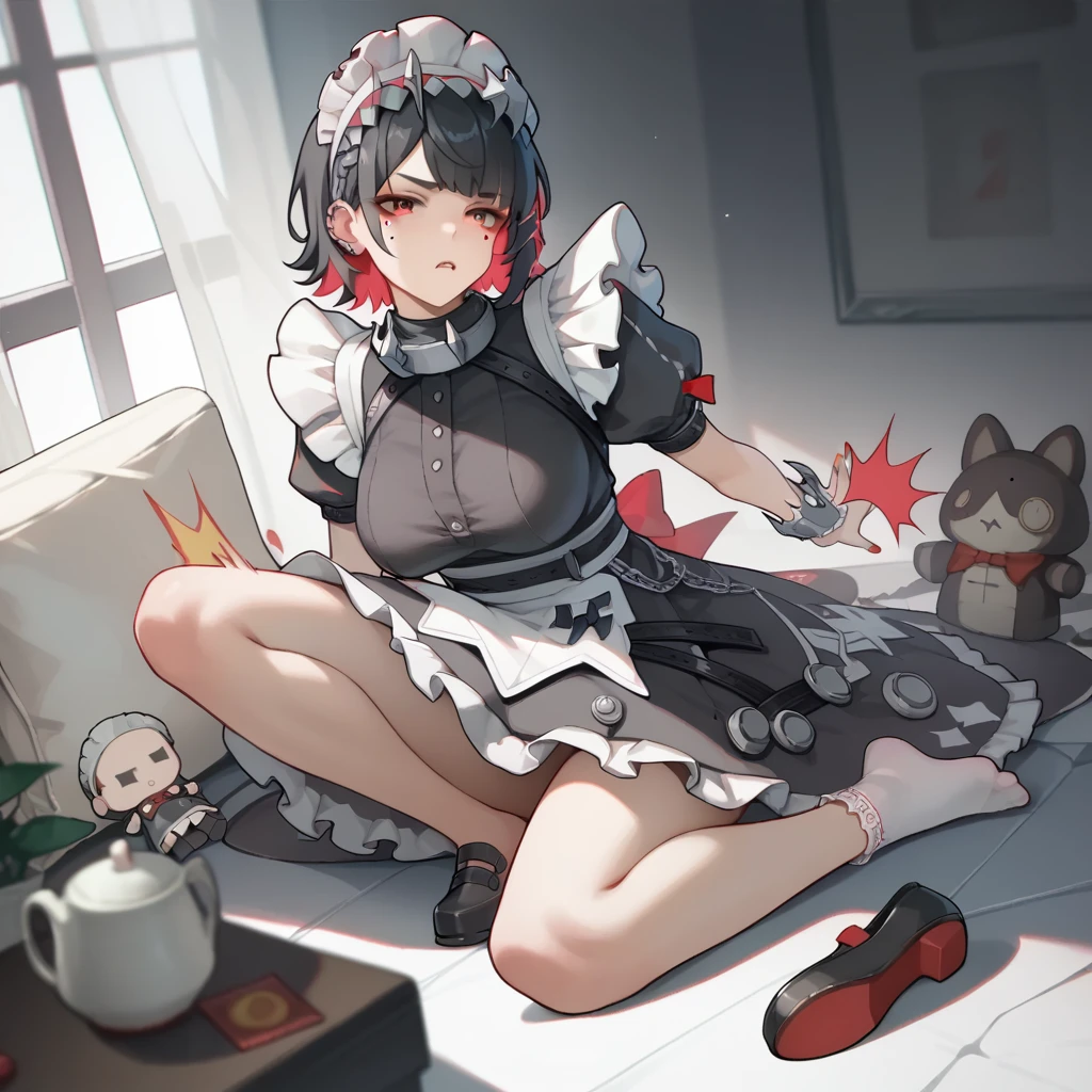 1 girl,allen_Joseph,maid_headskirt,negro_skirt,doll_slap,spongy__manga,mole_under_look like,Big goal_,Frilly_skirt,negro_socks,Moderate_breasts.