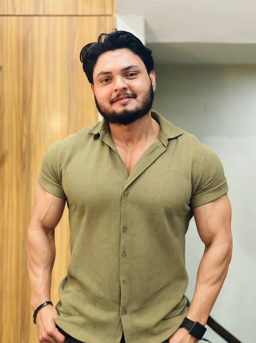 A sexy and handsome indian man,with gorgeous face and beautifull eyes, he has stylish black hair, wearing a casual shirt, and inner wear, homoerotic, nsfw,masterpiece