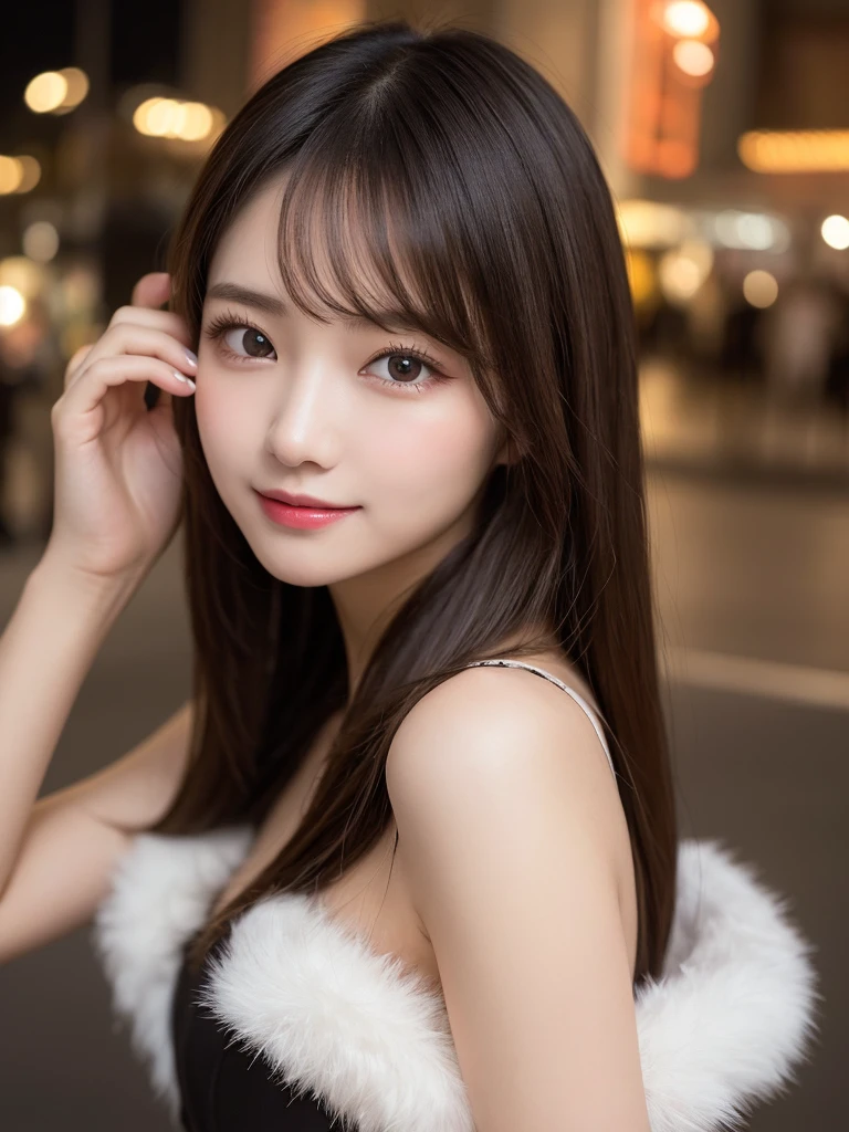 Inside Nightclub, (Raw photo: 1.2), of the highest quality, Beautiful detailed girl, Bunny ears, Smile, Highly detailed eyes and face, Beautiful detailed eyes, Huge file size, High resolution, High resolution, 8K Wallpaper, Fine detail, Highly detailed ticker uniform 8K wallpaper, Light on Face, Movie Lighting, 25-year-old girl, Sexy Pose, (Photorealism: 1.4), Illustration, surrealism, From below, Super Detail, masutepiece, Playboy Bunny costumes, fishnets pantyhose, On all fours