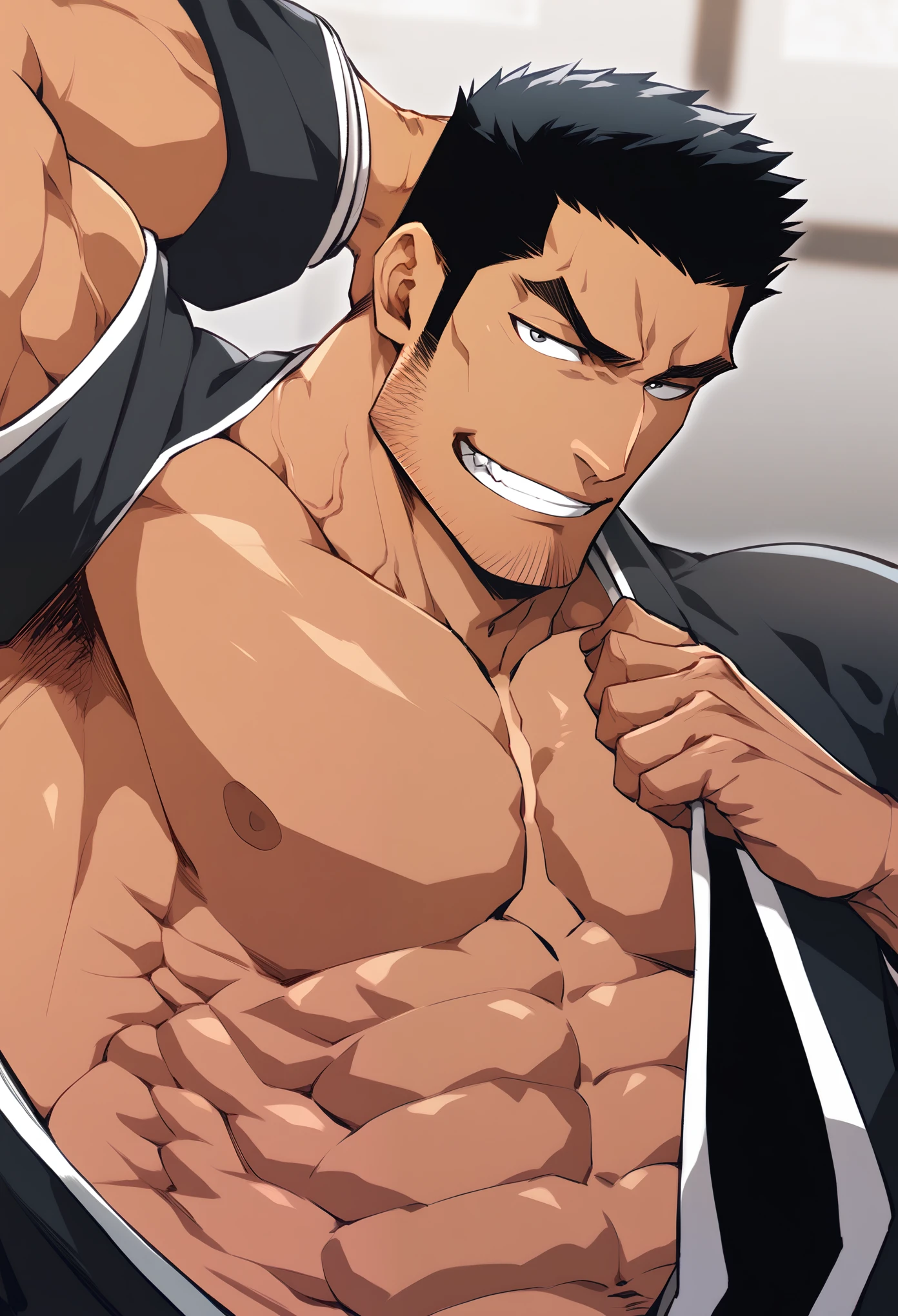 Bleach's Kurosaki Isshin, Japanese, male, muscular, black hair