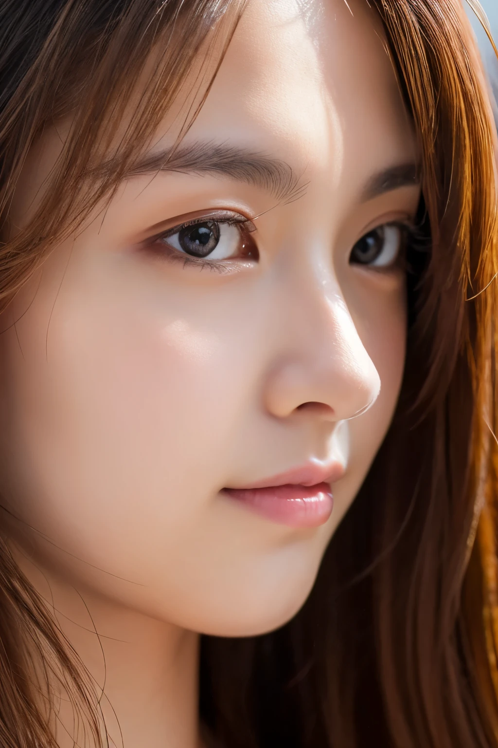 A close up of a woman with long hair and a necklace - SeaArt AI
