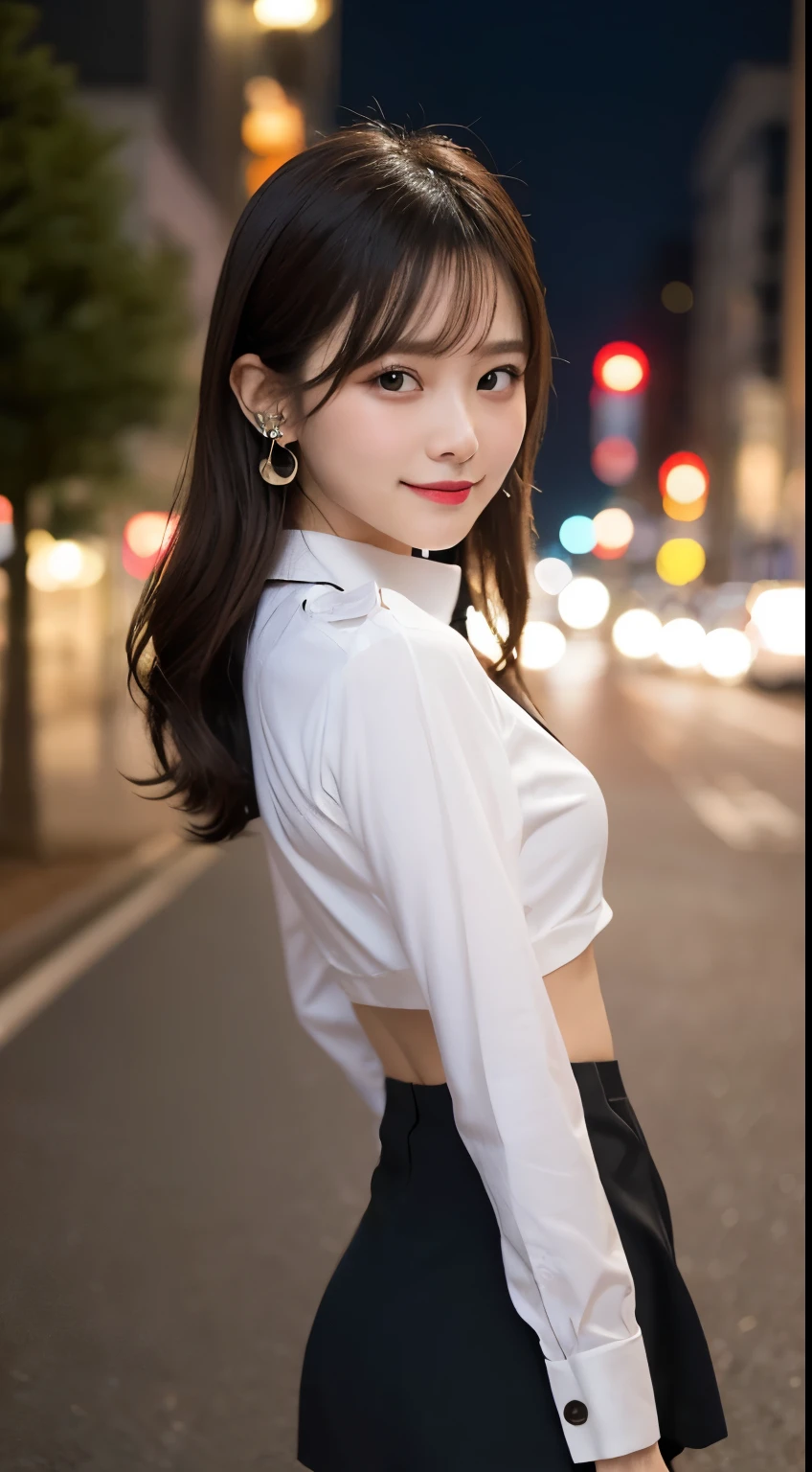 8K, nffsw:1.2,, (hyper realisitic:1.35), (Realistic:1.4), 1 beautiful Korean girl,__expression__,(School uniform:1.4),独奏、Please turn around and show me your butt, standing on his back looking back, Show more ass, hands on butt、12-year-old woman、A smile、Legs open、white panties、white sock、A smile、bangss、、A dark-haired、eye shadow、Crab crotch、 (Butt view), Perfect ass、waist - shot、Bend over and stick your ass out and show it、thigh closeup, bottom body close up、Woman showing off her butt underwear illuminated from behind,、Crowded intersections、A path that many people take、Bustling downtown、Clear skin
