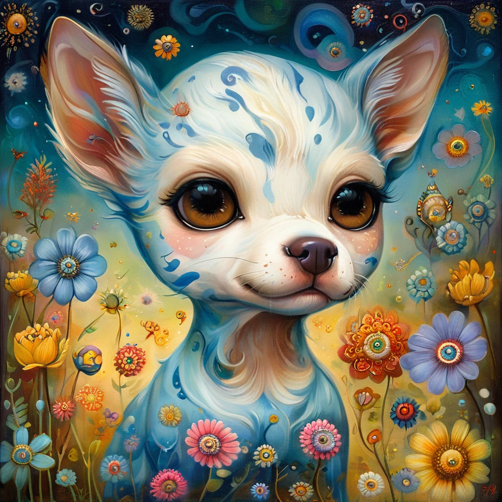 masterpiece,best quality,illustration,style of Jeremiah Ketner, zodiac dog
