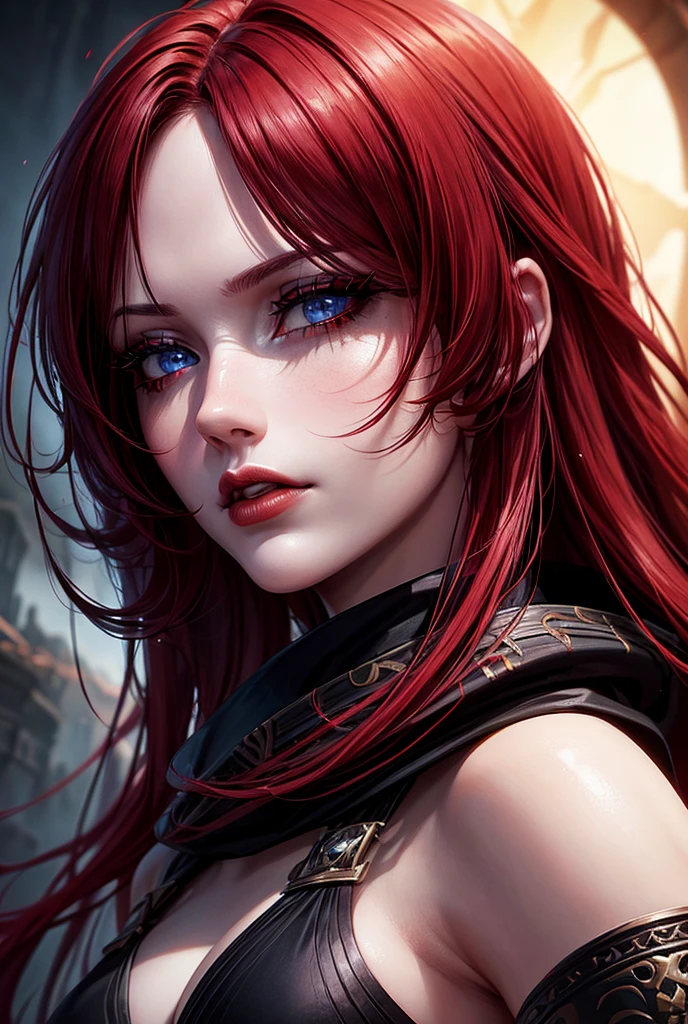 Seductive Head-Haired Girl in a Cosplay Costume. NSFW