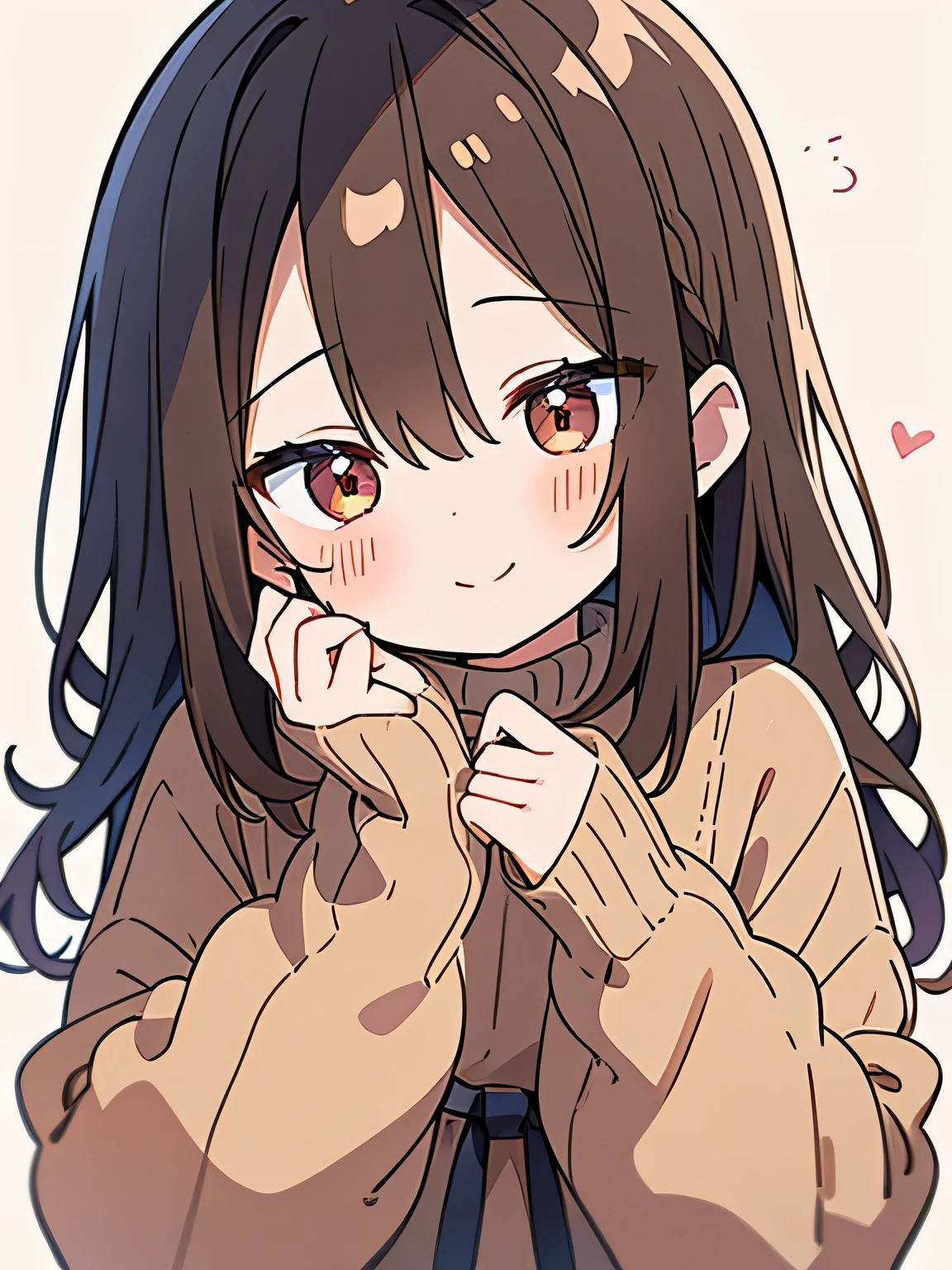 woman、Forehead、Brown Hair、Medium Hair、smile、Cute knitwear