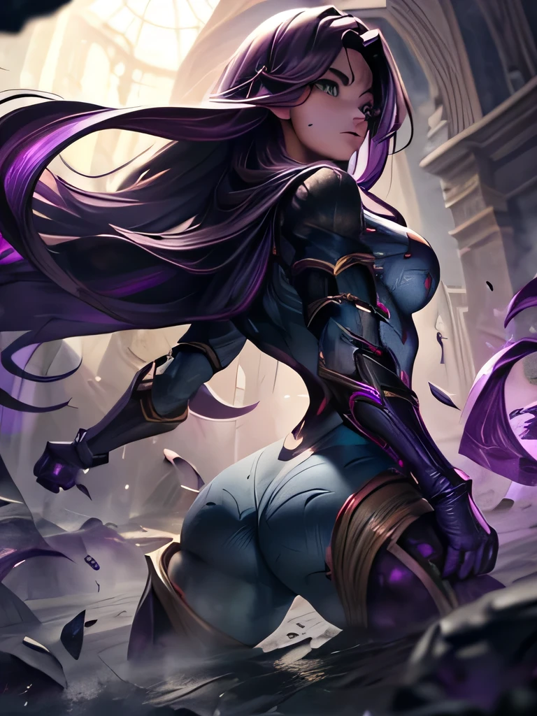 Kaisa, Kai'sa, Light green eyes, dark purple hair, purple robes with purple tones, cleavage, small round breasts, front angle, lies down, ultra realistic full body ahot, big ass, thick thighs, full body shot, sexy as fuck,Very purple and purplish, Empty, purple carp floating in the air, {paper extremely detailed 16k CG unit wall image}, expansive landscape photography, (a low view focusing on the character and setting), (wide open field view), (low angle shot), (high light: 1.2 ), (low light: 1.4), (warm light source: 1.2), complex details, (iridescent colors: 1.0), (bright lighting), (atmospheric lighting), Dreamy, aesthetic