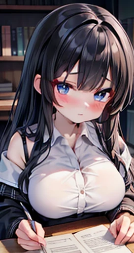 <lora:NagaNikke-12:1>, NikkeNag, white shirt, skirt, best quality, masterpiece, highres, ((tanned skin)), brown hair, side ponytail ,hair ornament, hairclip, yellow eyes, hair over one eye, black choker, thigh strap, garter strap, blue necktie, purple scrunchie, midriff, blue skirt, thong, Pov against the wall, no sex, male pov, breast grab:1.3,