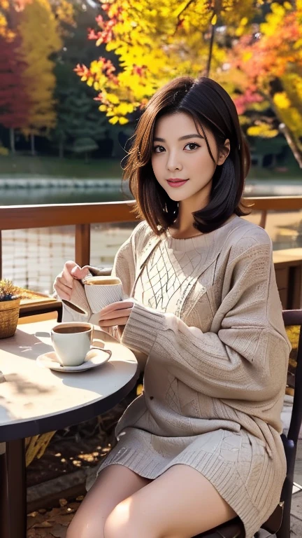 (High image quality、8k、32K、masterpiece:1.3)、Ultra-high resolution,(Realistic:1.4),RAW Photos,Stunningly beautiful、Japanese Wife、4、Exceptional transparency、Beautiful body, detailed face,,Beautiful Hair, ((Doctor Style)), ,Very short hair 、Stunningly beautiful二重まぶた、Beautiful bust line、 Natural Makeup, Small and perfect breasts,、Detailed Background, perfect lighting, Written boundary depth, Beautiful shadow gradation、Thin limbs、Thin thighs、(whole body:1.3)、((Elegant winter clothes:1.3))、Autumn cityscape、((Open Cafe、Cafe table and stylish chairs、coffee、Working on a laptop))、Beautiful slim and perfect body、Beautiful tall nose、Landscape
