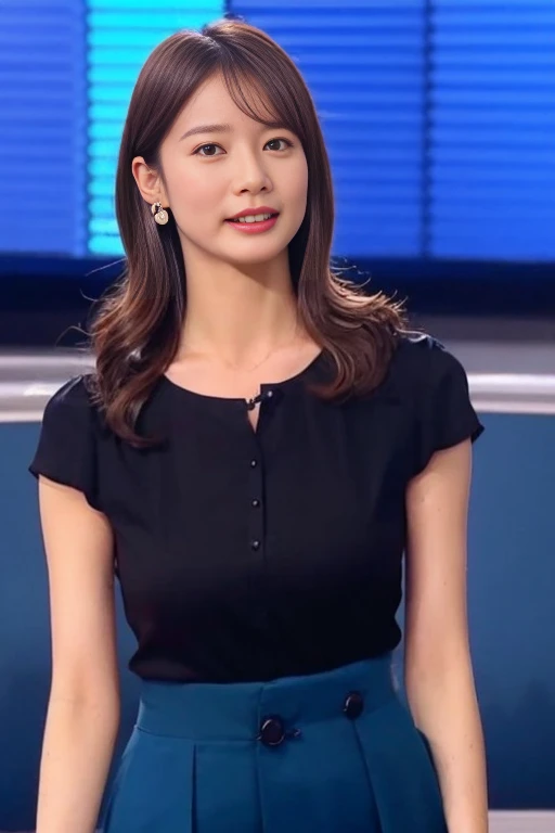 (Best Quality, 8k,),One Girl, Beautiful TV presenter lifts her skirt gracefully, announcer, Lifting skirt during news program, Cowboy Shot, Office,Open your mouth a little, Erotic