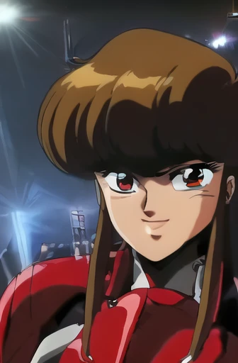 (masterpiece), (absurd), (high aesthetic sense), (absolute resolution), (Priscilla S. Asagiri), Bubblegum Crisis, Knight Sabers, ((Kenichi Sonoda)), ((Red Riders, on)), futuristic red bike, (long hair, redhead, on), (happy laughter, erotic expression, on), looking at the viewer, Tokyo cityscape, light beams, cinematic lighting, (stunning face, symmetrical clear eyes, detailed eyes and face, detailed body, on), one girl, late teens, sidelocks, Motoslave,