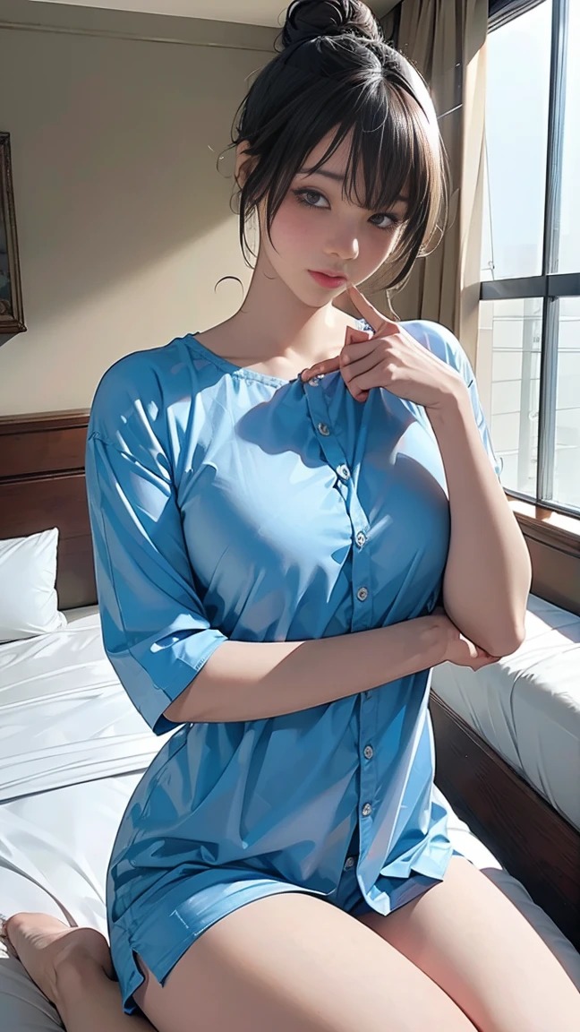 (lora:add_detail:1) (realistic:1.1), (photorealistic:1.1), (masterpiece:1.1), (best quality:1.1), RAW photo, highres, ultra detailed, High detail RAW color photo, professional photograph, masterpiece, best quality, realistic, real skin, 1girl, low_key, solo, lighting, long black hair, full body, lying on bed, in a well-lit room, beautiful detailed eyes, (detailed face:1.2), extremely beautiful face, beautiful young woman, wearing white short-sleeve blouse and light blue jeans, relaxed atmosphere, comfortable setting, lora:add_detail:1