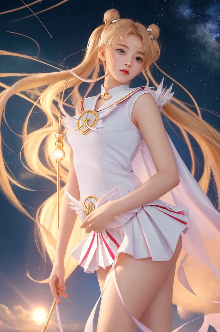1 Magical Girl, (Highly detailed CG Unity 8k wallpaper), The most beautiful works of art in the world, Magic , 10 years old, Blonde, Double tail, Slim and youthful figure, White skin, Clothes with prominent shoulders, has a beautiful face, Purple wizard costume, shine, surrounded by dreamy light, Deep purple dark background, Fantastic background, Looking at the audience, fantasy, movie lighting