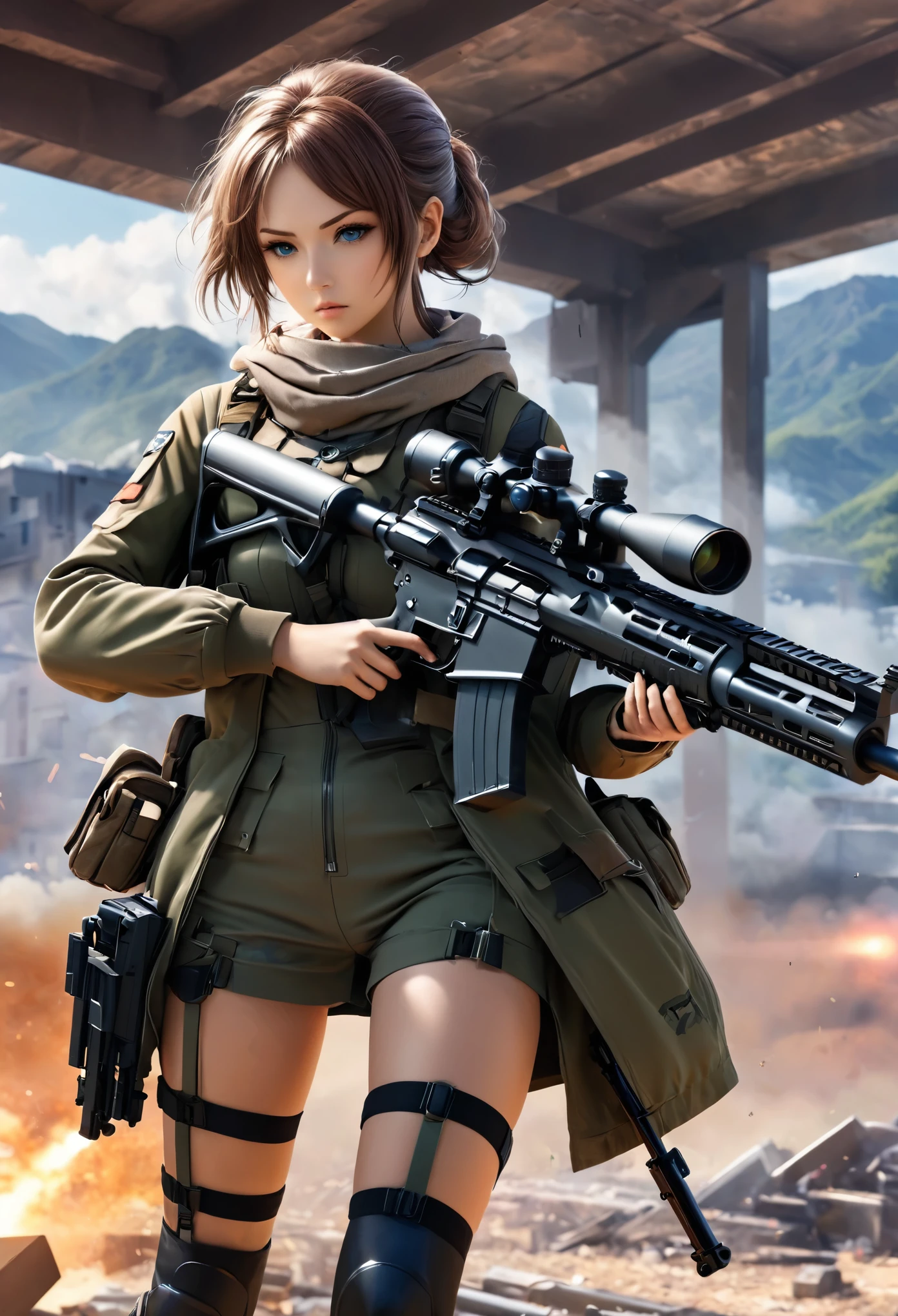 anime girl with a gun and a gun in her hand, anime machine gun fire, of a sniper girl in war, best anime 4k konachan wallpaper, 4 k manga wallpaper, 4k anime wallpaper, with rifle, female action anime girl, badass anime 8 k, anime art wallpaper 4k, anime art wallpaper 4 k, anime art wallpaper 8 k