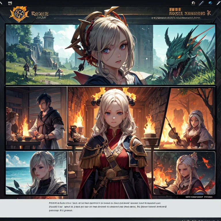 There are a bunch of screenshots of the characters，Characters side by side，Character Portraits，Baroque，Character selection screen，8k character details，In-game graphics，full character，Gothic antique theme，Highly detailed characters，ability image，entire character！Characters side by side， Computer games with user interface，Game character head design adjustment ID card selection game professional warrior mage priest archer ranger knight shield warrior hunter summoner beast trainer priest nurse dancer herbalist shaman druid chef ninja