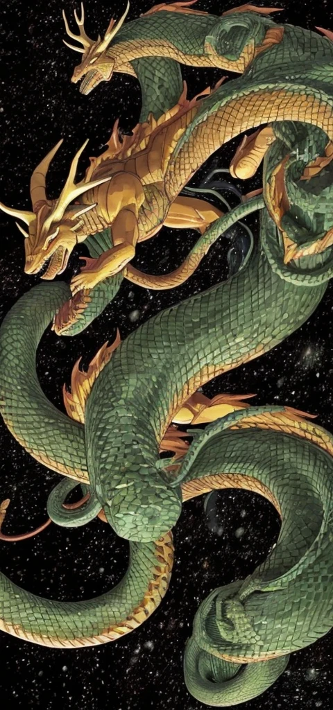  The Shenron is a mystical beast with a long, snake-like body, lizard-like limbs, majestic antlers and a flowing mane.