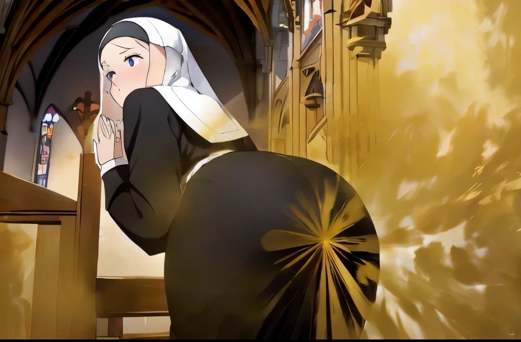 ((velocity)),Attacked by farts, (((Women farting))),(girl while praying in a church with a bunch of people),velocity,)(a female nun),(wearing a nun dress),(her facing screen)) (short blackhair),(Asian woman),(chapel ),(masterpiece:1.2、top-quality, best-quality)、(the Extremely Detailed CG Unity 8K Wallpapers、ultra-detailed、Best Shadows)、(Detailed background)、(The best lighting、extremely delicate and beautiful)、church、1girl in、solo、upward looking gaze、
