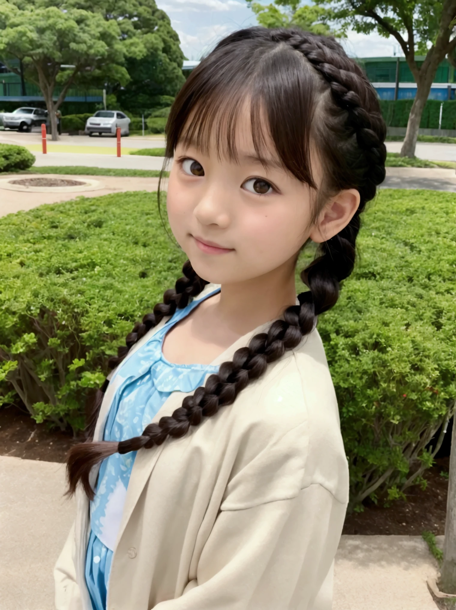 8K、cute、Adult Girls、detailed、Braid your hair in an intricate way、Twin tails、Looking at the camera