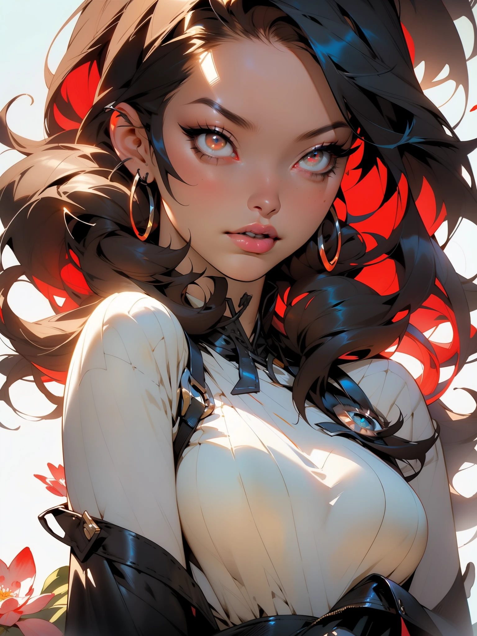 background, mixed language_text, Japanese letters in graphite, ::((best quality)), ((masterpiece)), (very detailed:1.3)photo, sticker banksy art,demi rose , freedom, soul, digital illustration, comic style, perfect anatomy::((best quality)), ((masterpiece)), (very detailed:1.3)photo, sticker banksy art,demi rose , freedom, soul, digital illustration, comic style, perfect anatomy, centered, approaching perfection, dynamic, highly detailed, watercolor painting,  artstation, concept art, smooth, sharp focus, illustration, art by carne griffiths and wadim kashin,,alone anime girl with a medium lenght pose and cute clothes, l hair long red, heterochromia, perfect anatomy, ::style joe madureira comic stiyle ::2.9 (masterpiece:1.2, best quality), (finely detailed beautiful eyes: 1.2), ((1girl very beautiful woman big breast )), ((solo)), (red eyes:1.4),  (finely detailed eyes and detailed face:1.3),), (with j, perfect anatomy, centered, approaching perfection, dynamic, highly detailed, watercolor painting, Artstation, Concept Art, Smooth, Sharp Focus, Illustration, Art by Carne Griffiths and Wadim Kashin,,Alone Anime Girl with a Medium Length Pose and Cute Clothes, L Hair Long Red, Heterochromia, Perfect Anatomy, ::Style Joe Madureira Comic Stiyle : :2.9 (Masterpiece:1.2, Best Quality), (Finely detailed beautiful beautiful eyes: 1.2), ((1girl very beautiful woman big breast )), ((solo)), (Red eyes:1.4), (finely detailed eyes and detailed face:1.3),(with jeans and a white t-shirt or dress:1.3), (beautiful and clear background:1.2), (extremely detailed, ultra-detailed, best shadow cg:1.1), ((depth of field)), ((watercolor)), large breasts, bare shoulders,  flowers and petals, beautiful conceptual illustration, (white background:0.5), (illustration:1.1), (extremely fine and beautiful:1.1), (perfect details:1.1), masterpiece, high quality, highres, detail enhancement, 8k, hd, masterpiece, best quality, high quality, highres, detail enhancement