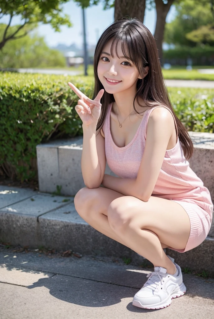 ((best quality)), ((masterpiece)), (detailed), perfect face,cheerleader,baseball Ground,ponytail,brown hair,small breasts,small areola,white skin,Fair skin,tits,nipple,naked,Japanese,whole body,slim,Are thin,slender,skinny,cute,smile,spread legs