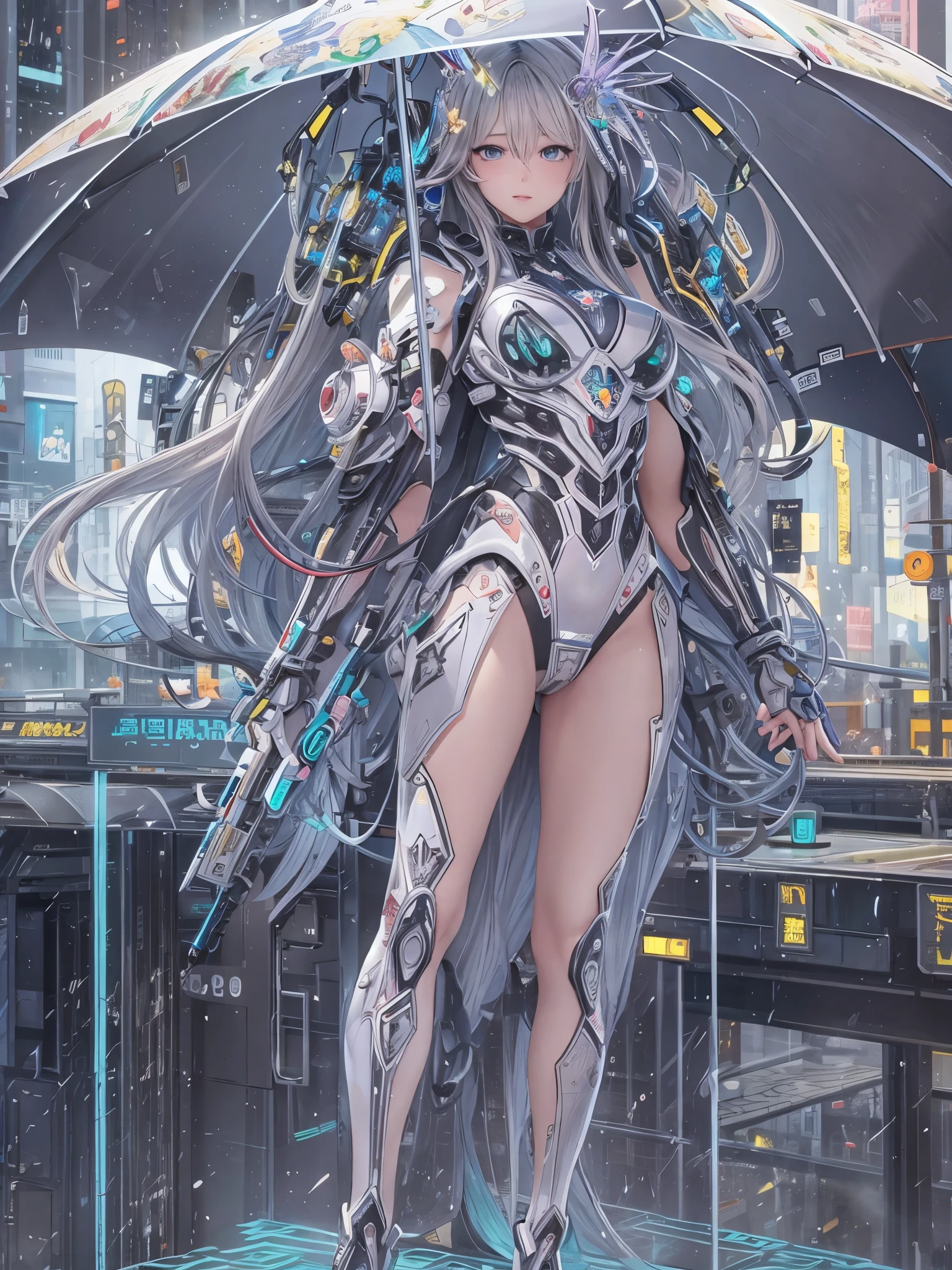 (extremely detailed CG unity 8k wallpaper,masterpiece, best quality, ultra-detailed, beautiful detailed eyes:1.2),best illumination, (best shadow, an extremely delicate and beautiful, bloom),barcode tattoo, barcode scanner,
Mecha,1girl,solo,(full body:2),mecha musume, cultivation tank,restrained, science fiction, bound, (arms up), bondage, bdsm,mechanical vertebra attaching to belly,mechanical cervial attaching to neck,expressionless,wires and cables attaching to neck,wires and cables on head,character focus,science fiction, (standing in Mechanical box:1.5),(a lot of light beam:1.5), from below,