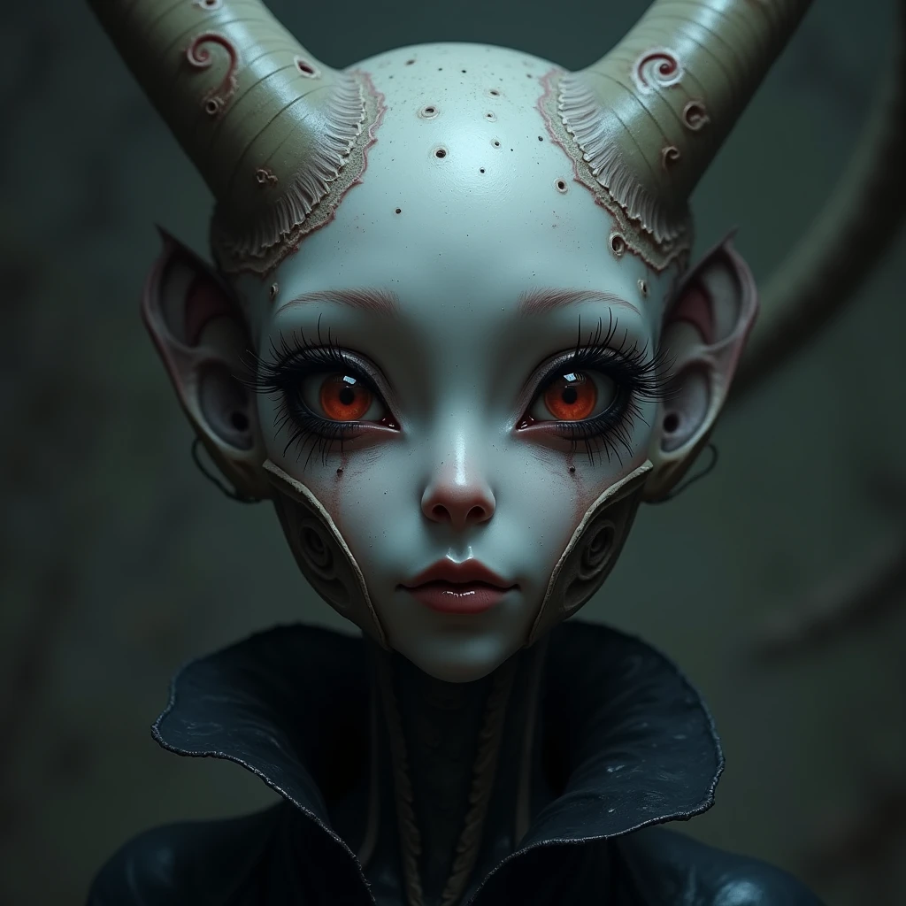 The front view of a luscious but terrifying demon goddess. Epic. Artistic Masterpiece.